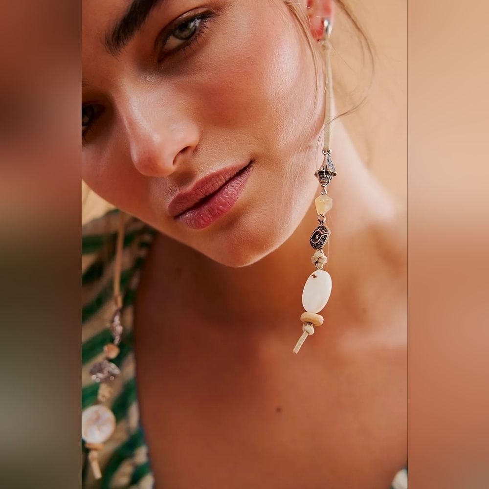 Free People Cream and Silver Earrings